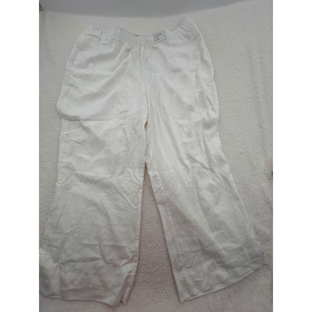 NEW Abercrombie & Fitch White Linen Blend Ultra High Rise Wide Leg Pants XXLR